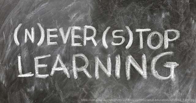 Foto Tafeltext "Never Stop Learning"